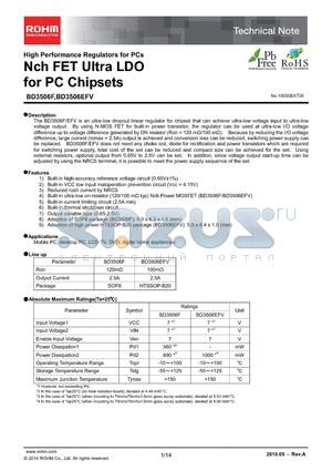 BD3506EFV datasheet - Nch FET Ultra LDO for PC Chipsets