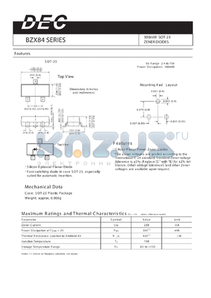 BZX84-B68 datasheet - 300mW SOT-23 ZENER DIODES