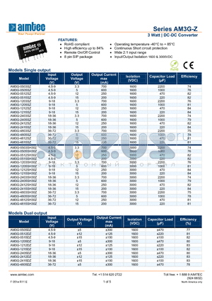 AM3G-0515DH30Z datasheet - 3 Watt | DC-DC Converter