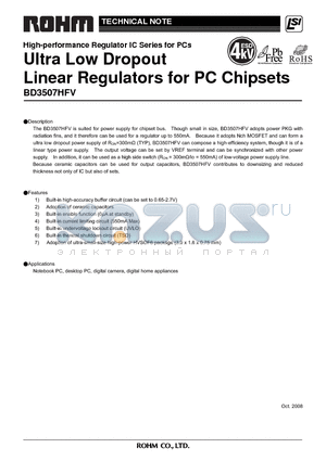 BD3507HFV datasheet - Ultra Low Dropout Linear Regulators for PC Chipsets