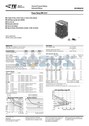 2-1393146-6 datasheet - Power Relay RM 2/3/7