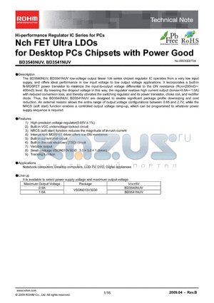BD3540NUV_09 datasheet - Nch FET Ultra LDOs for Desktop PCs Chipsets with Power Good