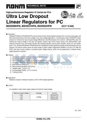 BD3550HFN datasheet - Ultra Low Dropout Linear Regulators for PC