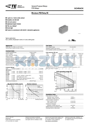 2-1393217-2 datasheet - Miniature PCB Relay RE