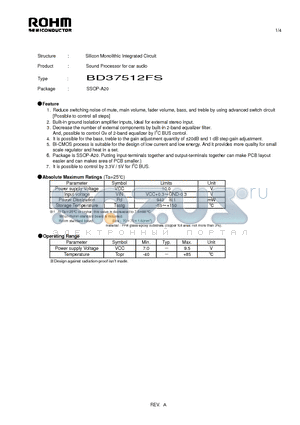 BD37512FS datasheet - Silicon Monolithic Integrated Circuit
