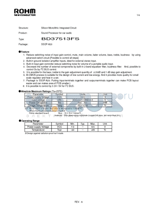 BD37513FS datasheet - Silicon Monolithic Integrated Circuit