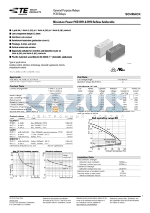 2-1393224-8 datasheet - Miniature Power PCB RYII & RYII Reflow Solderable