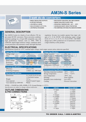 AM3N-0503SH30 datasheet - 3 watt dc-dc converters