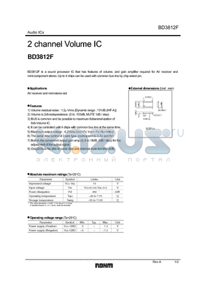 BD3812F datasheet - 2 channel Volume IC