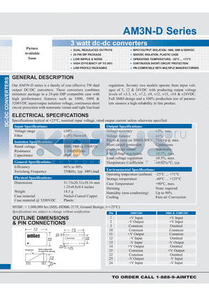 AM3N-0509D-R datasheet - 3 watt dc-dc converters