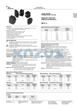2-1393253-5 datasheet - Magnetic Hydraulic P&B Circuit Breakers