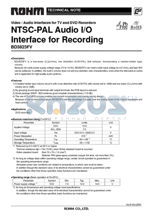 BD3823FV datasheet - NTSC-PAL Audio I/O Interface for Recording