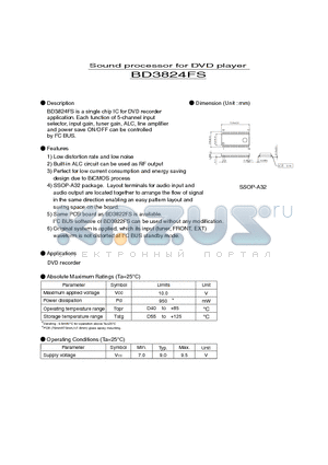 BD3824FS datasheet - Sound processor for DVD player