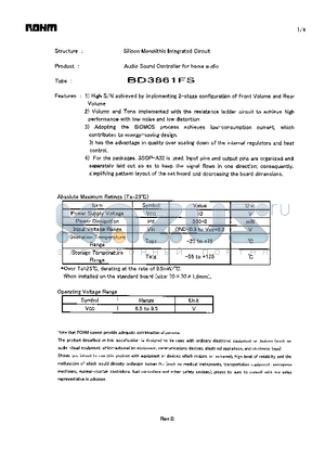 BD3861FS datasheet - Audio Sound Controller for home audio