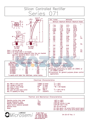 071_07 datasheet - Silicon Controlled Rectifier