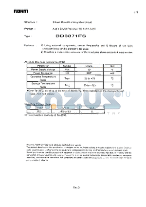 BD3871FS_1 datasheet - Audio Sound Processor for home audio