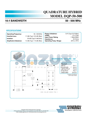 DQP-50-500 datasheet - QUADRATURE HYBRID MODEL