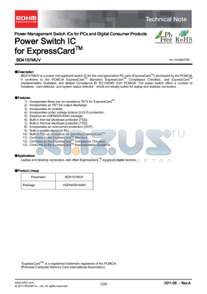 BD4157MUV datasheet - Power Switch IC for ExpressCardTM