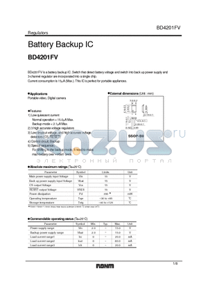 BD4201FV datasheet - Battery Backup IC