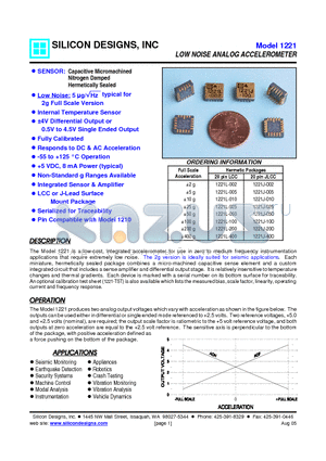 1221L-025 datasheet - LOW NOISE ANALOG ACCELEROMETER