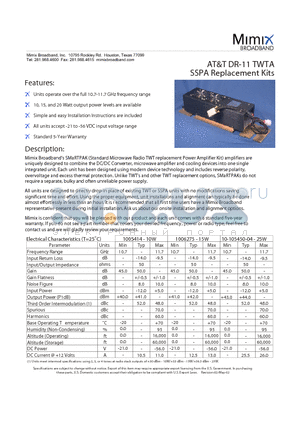 DR-11 datasheet - SSPA Replacement Kits