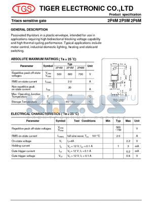 2P5M datasheet - Triacs sensitive gate