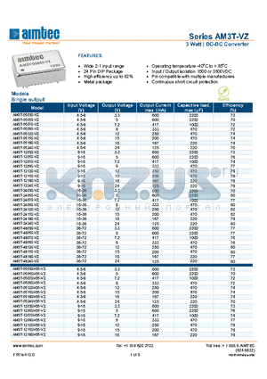 AM3T-0503S-VZ datasheet - 3 Watt | DC-DC Converter