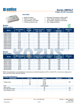 AM3Q-Z datasheet - 3 Watt | DC-DC Converter