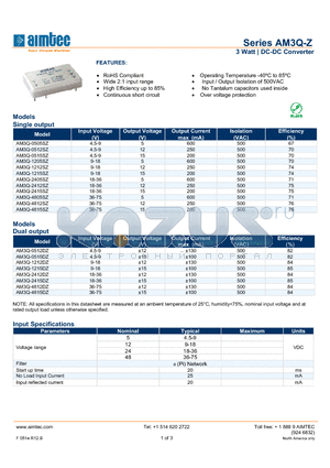 AM3Q-Z_13 datasheet - 3 Watt | DC-DC Converter