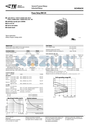2-1419136-2 datasheet - Power Relay RM C/D