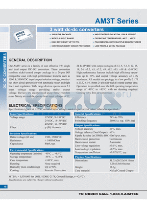 AM3T-1203SH35 datasheet - 3 watt dc-dc converters