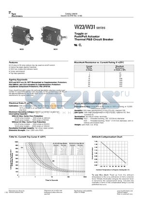 2-1423678-1 datasheet - Toggle or Push/Pull Actuator Thermal P&B Circuit Breaker