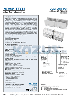 2PCIAB22F55L0 datasheet - COMPACT PCI 2.00mm CENTERLINE