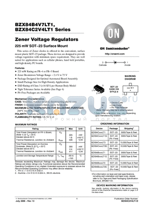 BZX84BXXXLT1G datasheet - Zener Voltage Regulators 225 mW SOT−23 Surface Mount