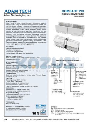 2PCIB22F95A0 datasheet - COMPACT PCI 2.00mm CENTERLINE
