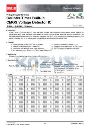 BD45351 datasheet - Counter Timer Built-in CMOS Voltage Detector IC