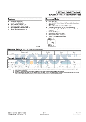 BZX84C11S datasheet - DUAL 200mW SURFACE MOUNT ZENER DIODE