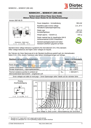 BZX84C12 datasheet - Surface mount Silicon Planar Zener Diodes