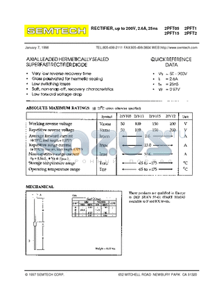 2PFT05 datasheet - RECTIFIER, up to 200V, 2.6A, 25ns