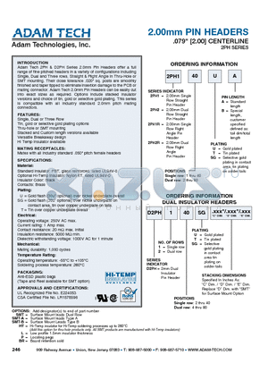 2PH11SGA datasheet - 2.00mm PIN HEADERS .079 [2.00] CENTERLINE