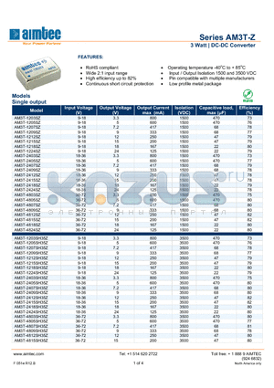 AM3T-Z_13 datasheet - 3 Watt | DC-DC Converter
