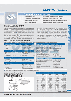 AM3TW-2407DH35 datasheet - 3 watt dc-dc converters