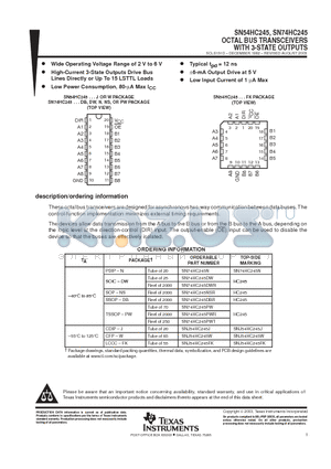 5962-8408501VRA datasheet - OCTAL BUS TRANSCEIVERS WITH 3-STATE OUTPUTS
