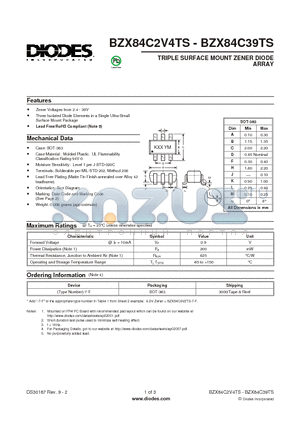 BZX84C13TS-7-F datasheet - TRIPLE SURFACE MOUNT ZENER DIODE ARRAY