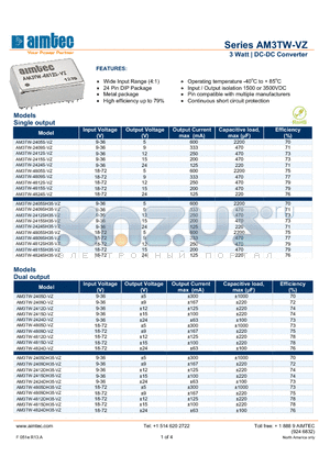 AM3TW-VZ datasheet - 3 Watt | DC-DC Converter