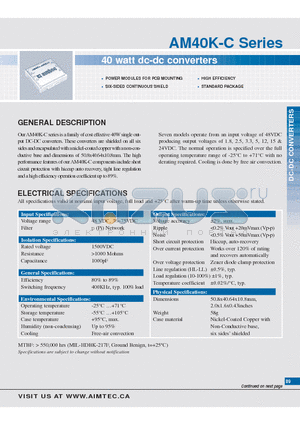 AM40K-4803SC datasheet - 40 watt dc-dc converters