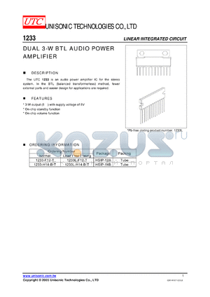 1233 datasheet - LINEAR INTEGRATED CIRCUIT