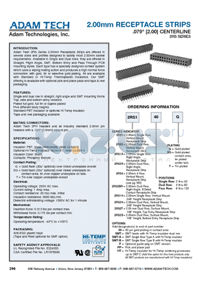 2RS280SG datasheet - 2.00mm RECEPTACLE STRIPS .079 [2.00] CENTERLINE