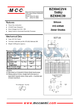 BZX84C20 datasheet - Silicon 410 mWatt Zener Diodes
