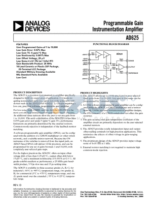 5962-87719012 datasheet - Programmable Gain Instrumentation Amplifier